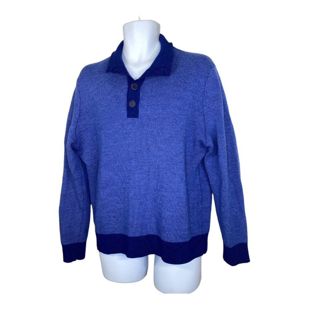 UNTUCKit Men Royal Blue 100% Merino Wool Half Button Down Sweater Size XL